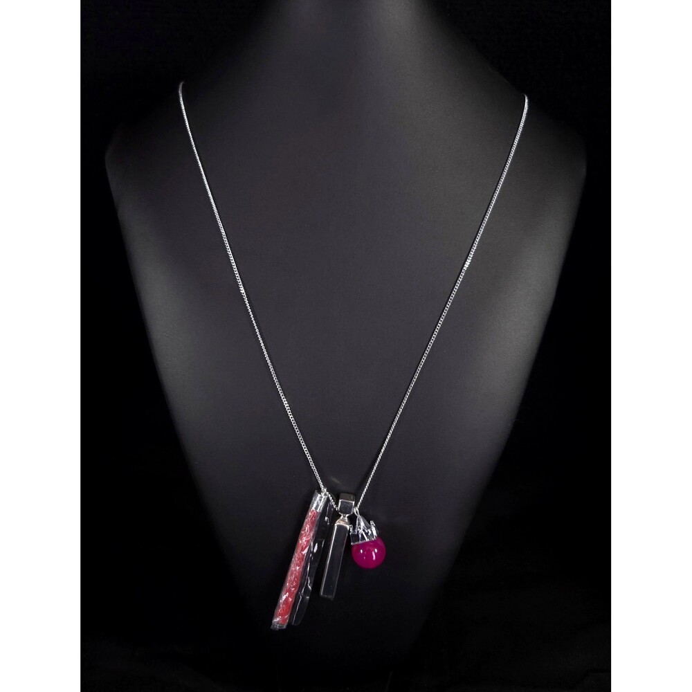 India Hicks Identity Necklace Womens Pink Silver Semi Precious Retired Jewelry
